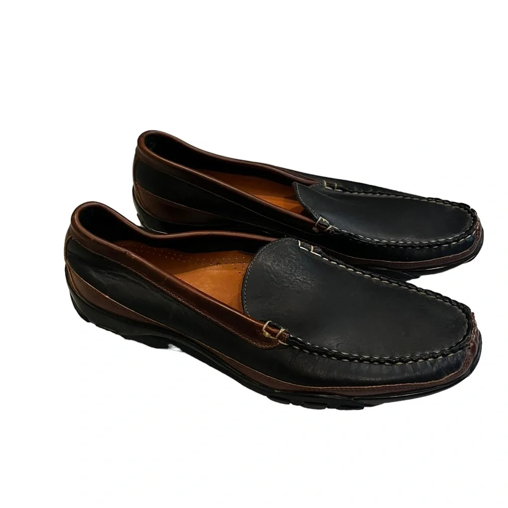Allen Edmonds Two-Tone Black and Brown Leather Slip-On Loafer